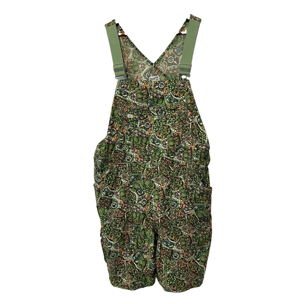 Duluth Trading Heirloom Gardening Short Overalls Succulent Retired  Print  XL